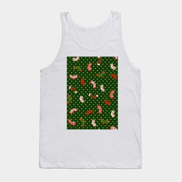 Christmas sock illustration, cute polka dot holiday pattern 2 Tank Top by gusstvaraonica